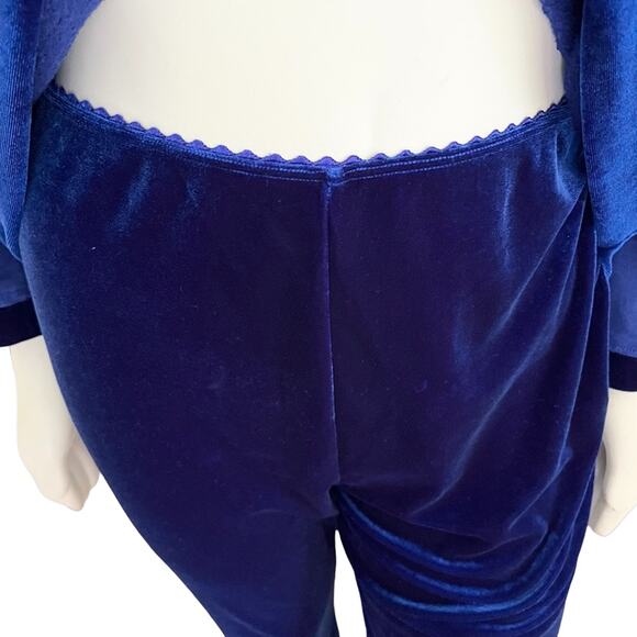 VTG GANTOS Velvet Trimmed Sweatshirt in Royal Blue SZ XL - Picture 9 of 12